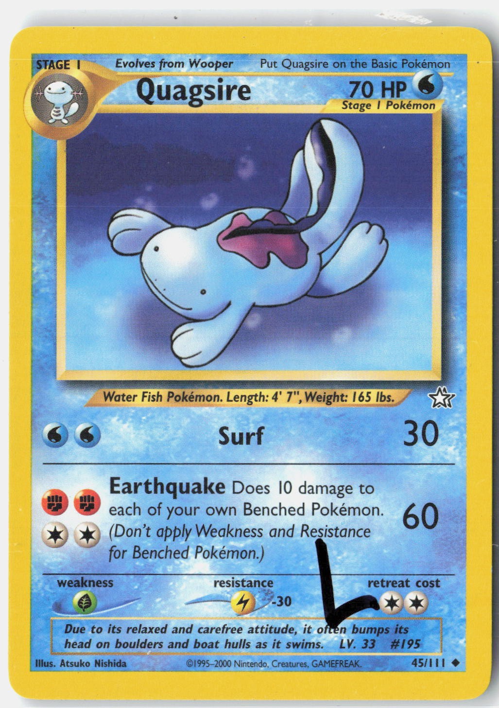Quagsire 45/111 Uncommon Neo Genesis Pokemon Unlimited Lightly Played