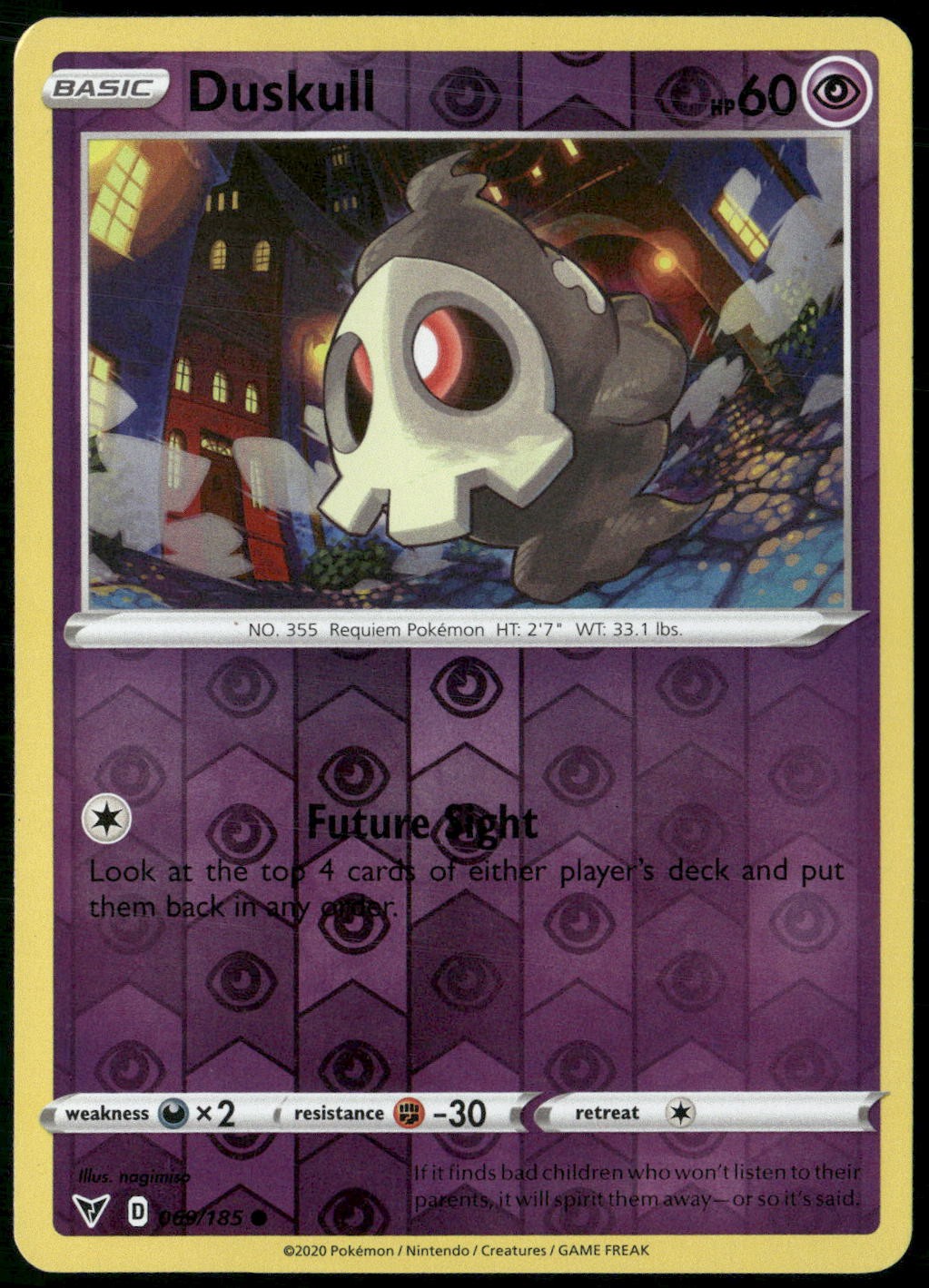 Duskull SWSH04: Vivid Voltage Reverse Holo 069/185
