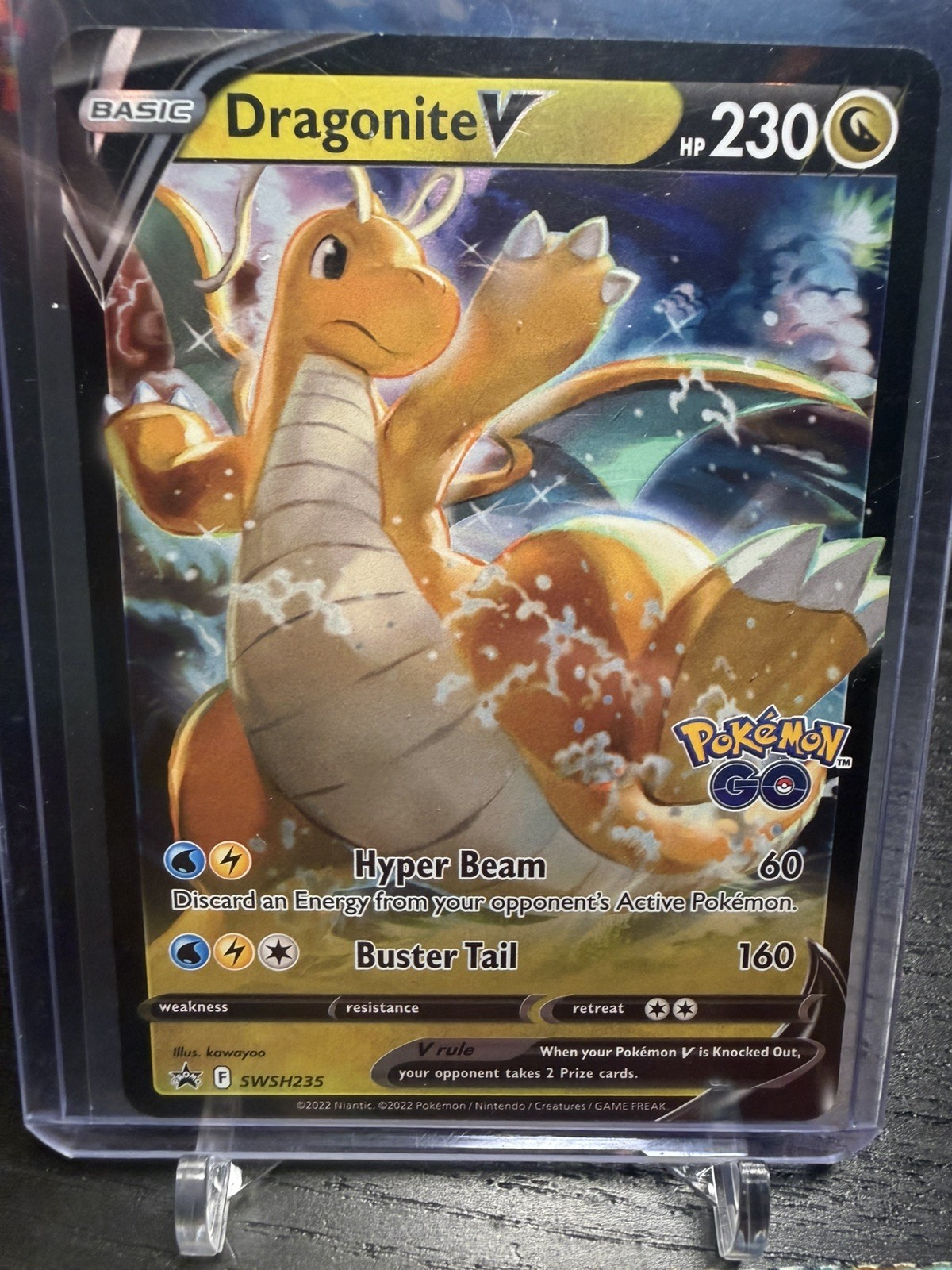 Pokémon Dragonite V SWSH235 Sword & Shield Promo Full Art Holo POGO STAMP