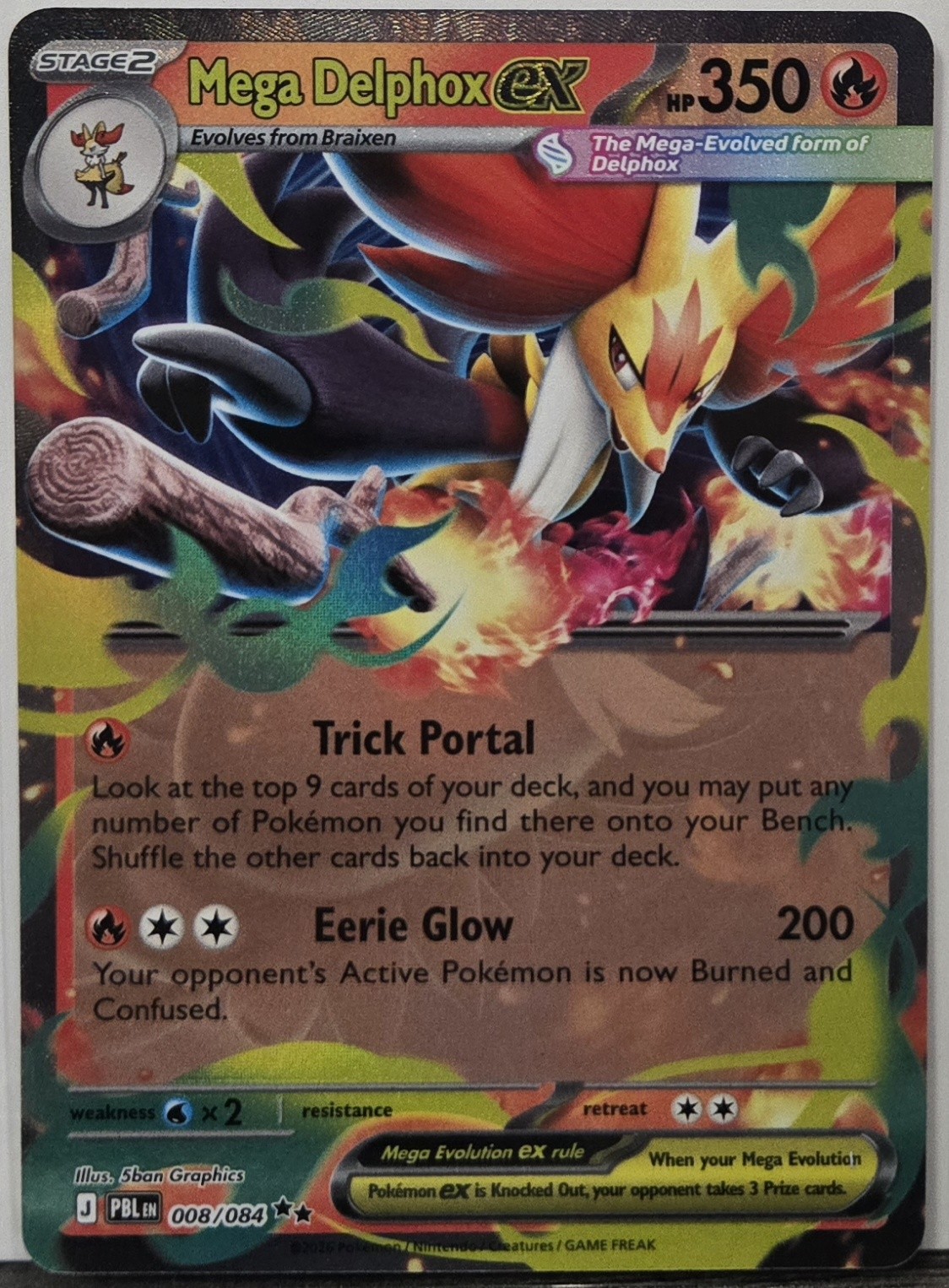 Pokemon TCG Mega Delphox ex 008/084 ME05: Pitch Black Holo