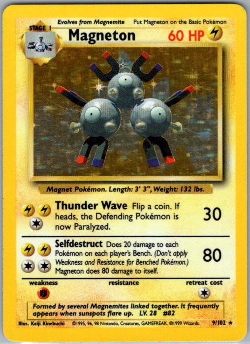Magneton 009/102 Holo Rare Base Set MP