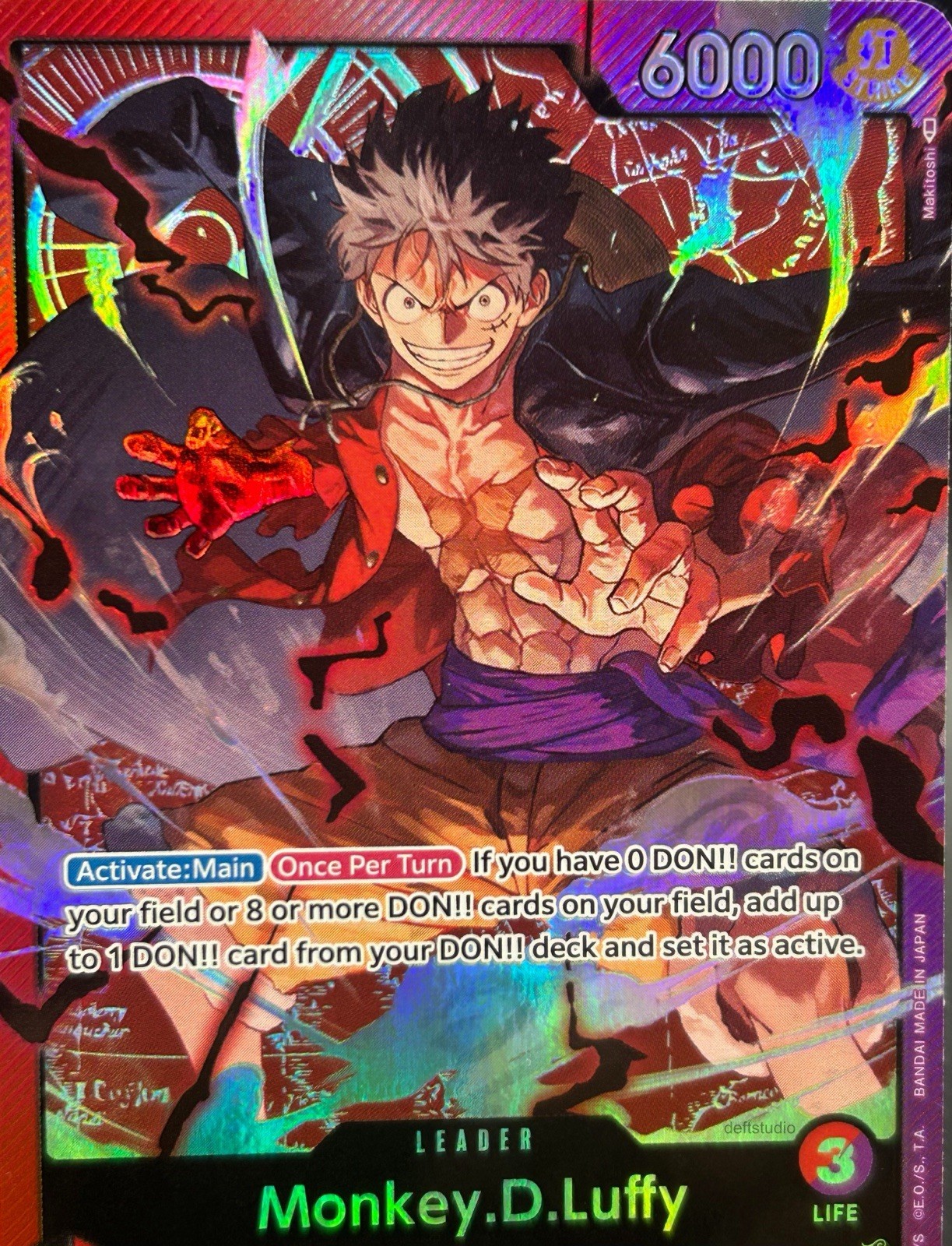 • Monkey.D.Luffy • ST10-002 SR Leader Three Captains Holo Foil One Piece TCG NM