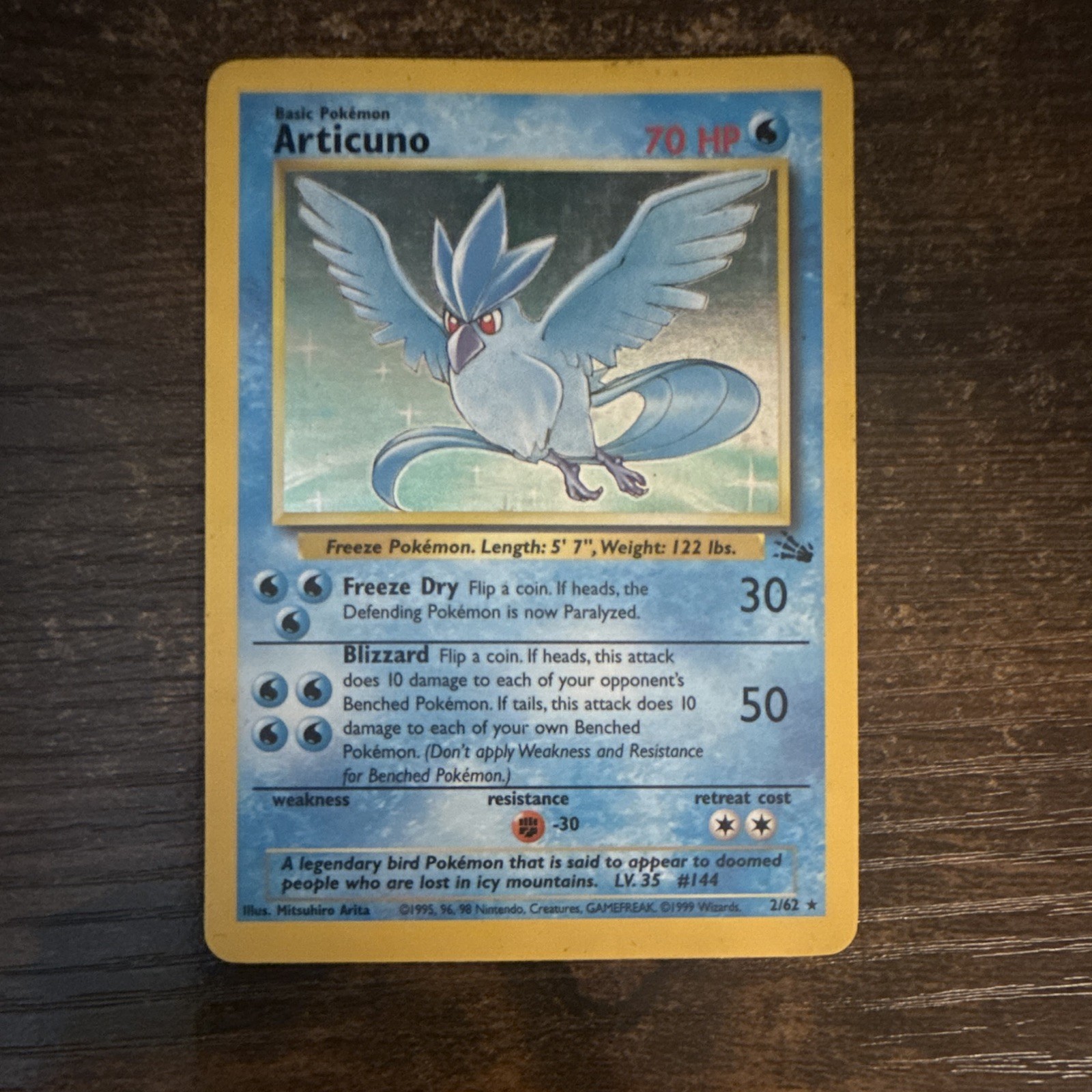 Wizards of the Coast Pokemon TCG Fossil Articuno 2/62 Holo Rare English 1999