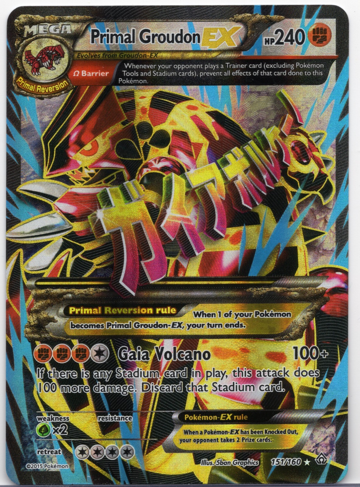 MEGA PRIMAL GROUDON EX 2015 POKEMON TCG XY PRIMAL CLASH OMEGA HOLO #151/160
