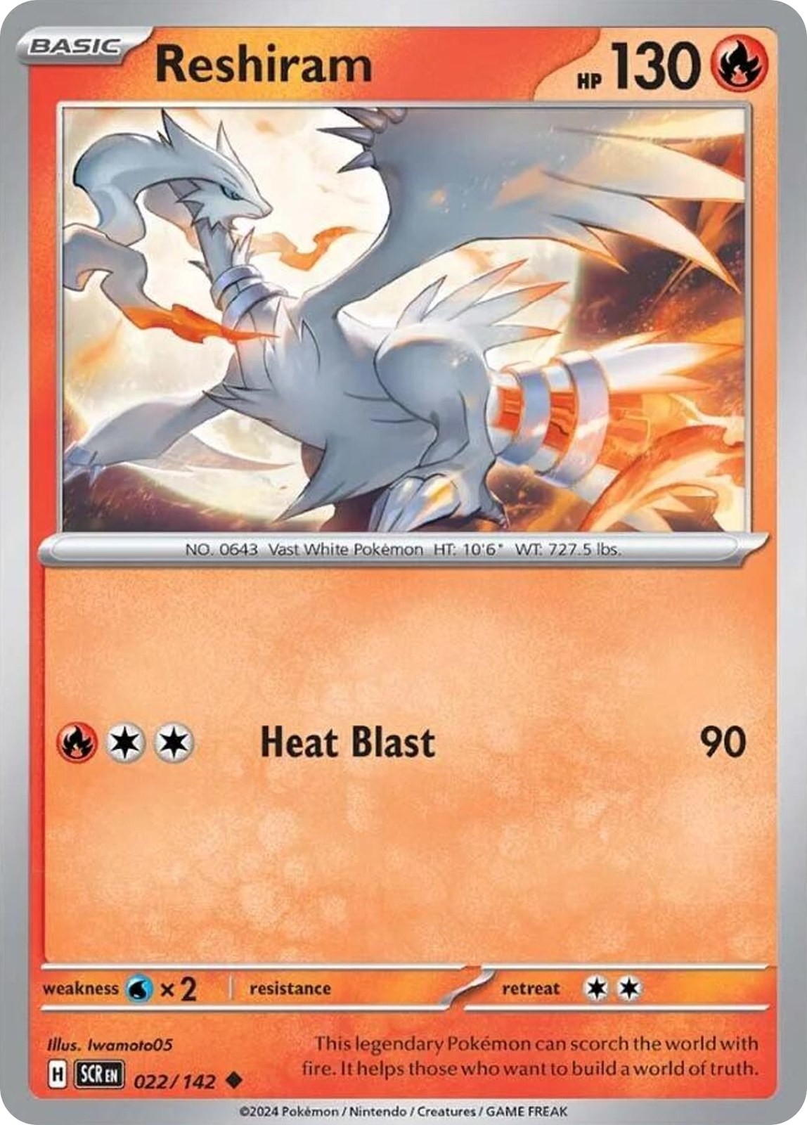 Reshiram 22/142 Uncommon Stellar Crown Pokemon NM Iwamoto05