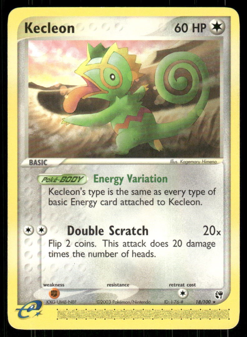 Kecleon 18/100 Rare Sandstorm Pokemon Moderately Played