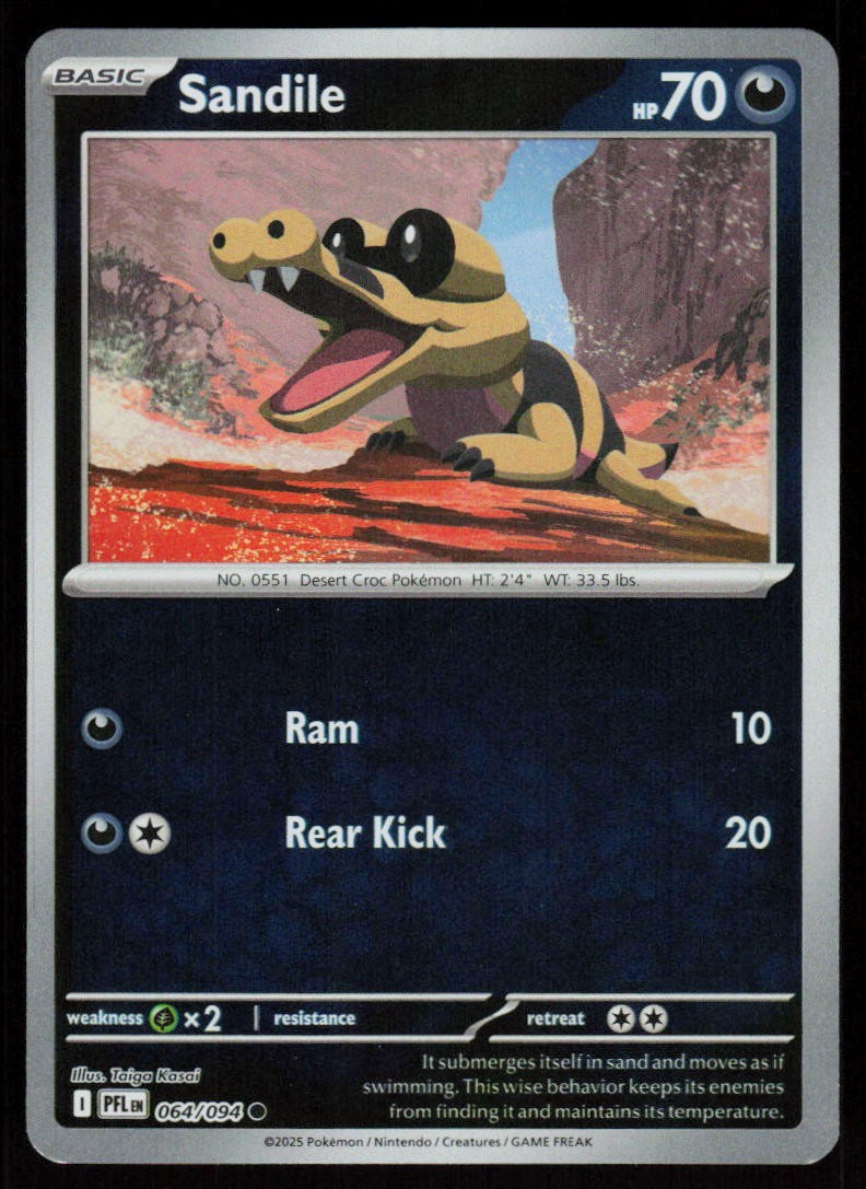 Sandile 064/094 Common Phantasmal Flames Pokemon Reverse Holo Near Mint