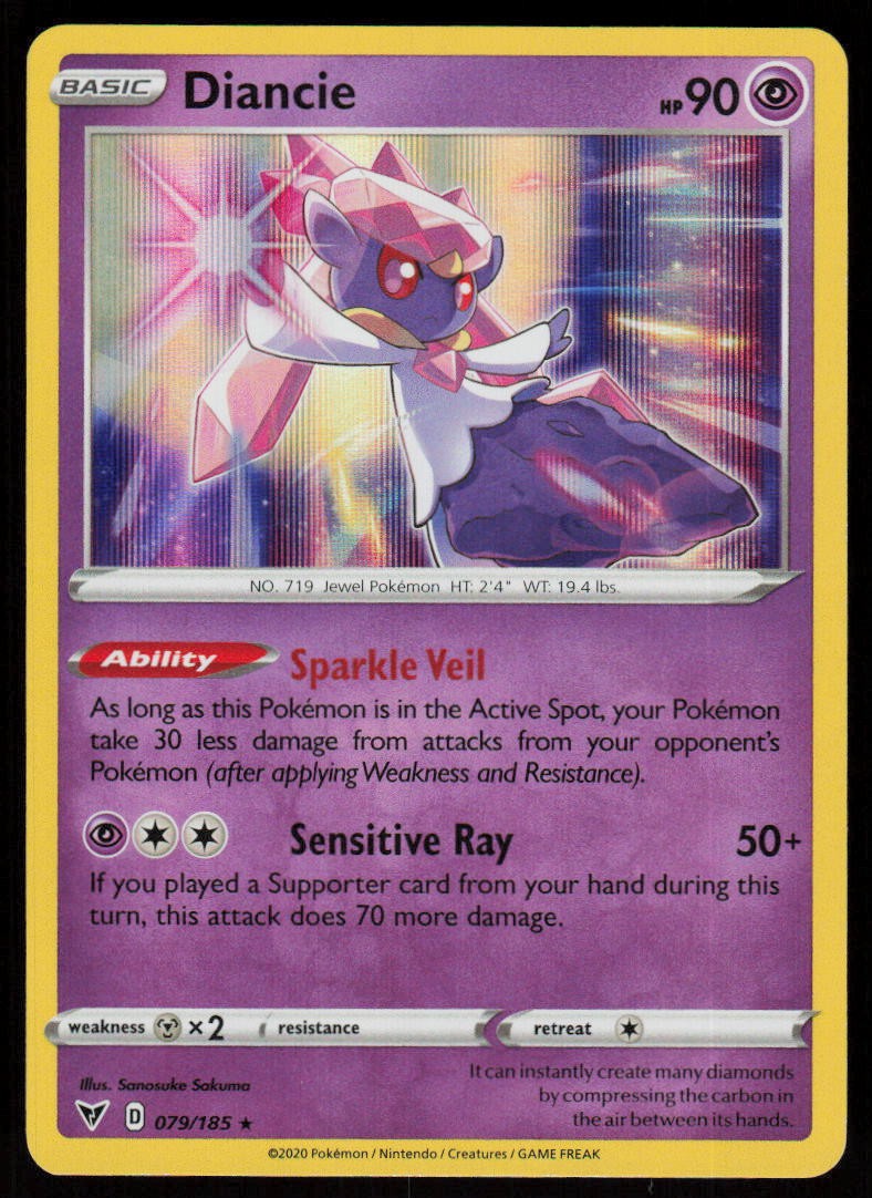 Diancie 079/185 Holo Rare Vivid Voltage Pokemon Lightly Played