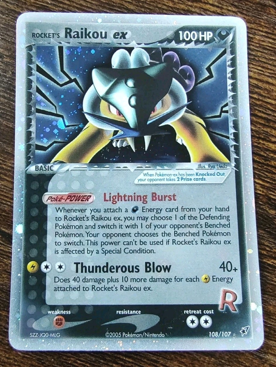 Pokemon Rocket’s Raikou ex 108/107 Secret Rare EX Deoxys Holo Bleed Swirl 🍥