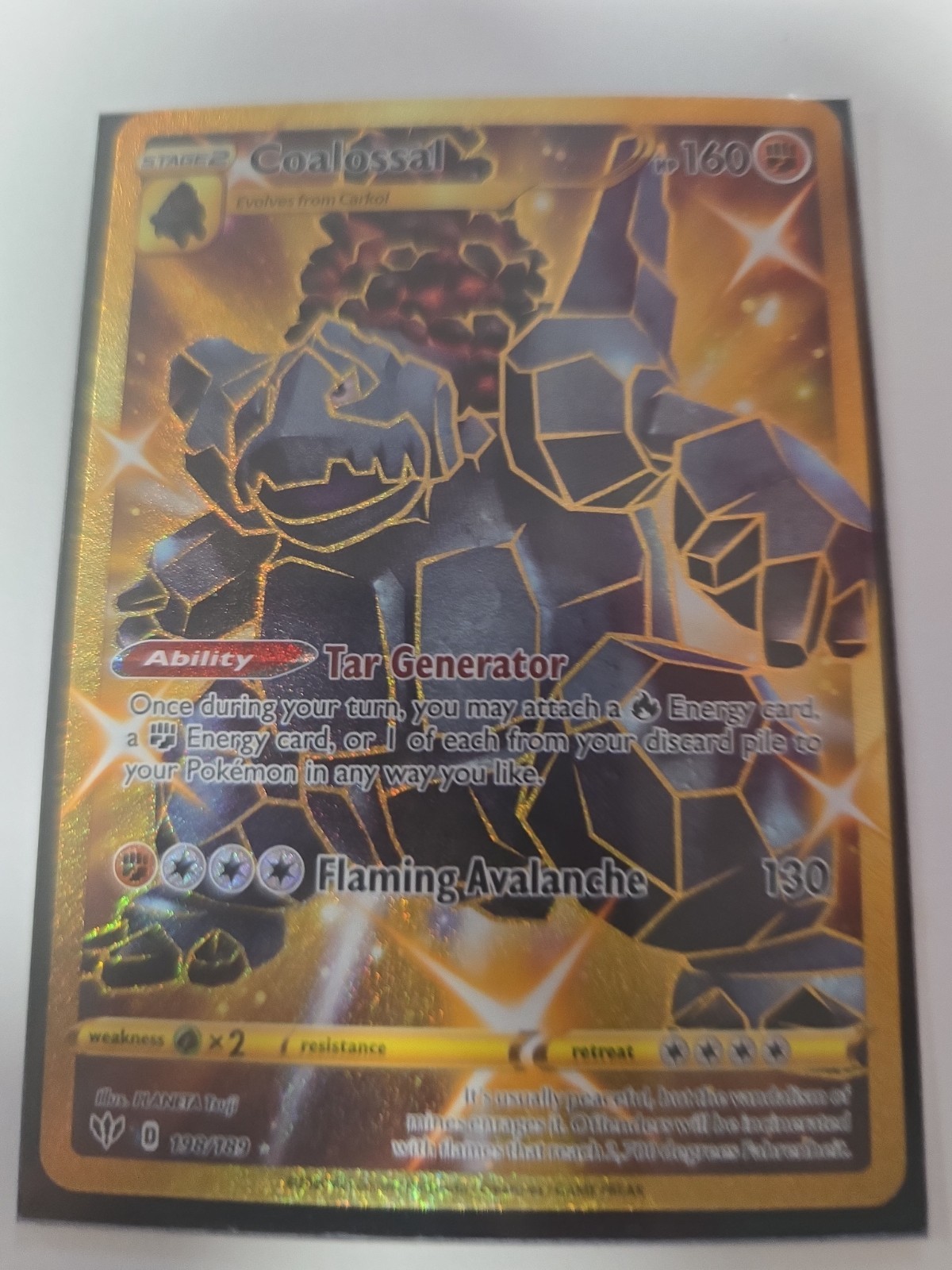 Coalossal (Secret) 198/189 Secret Rare SWSH03: Darkness Ablaze NM