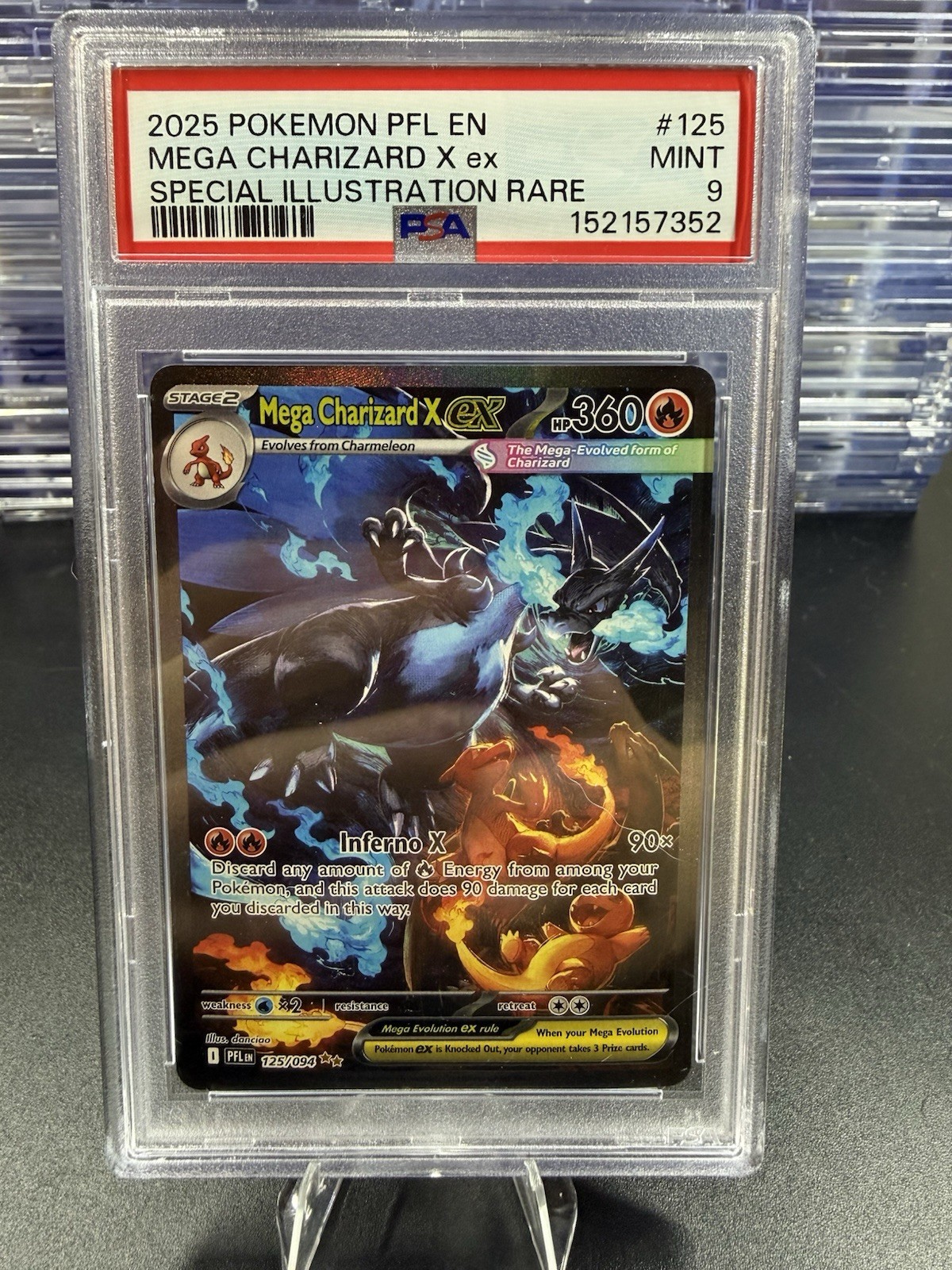 Mega Charizard X ex 125/094 Me02: Phantasmal Flames Holo PSA9