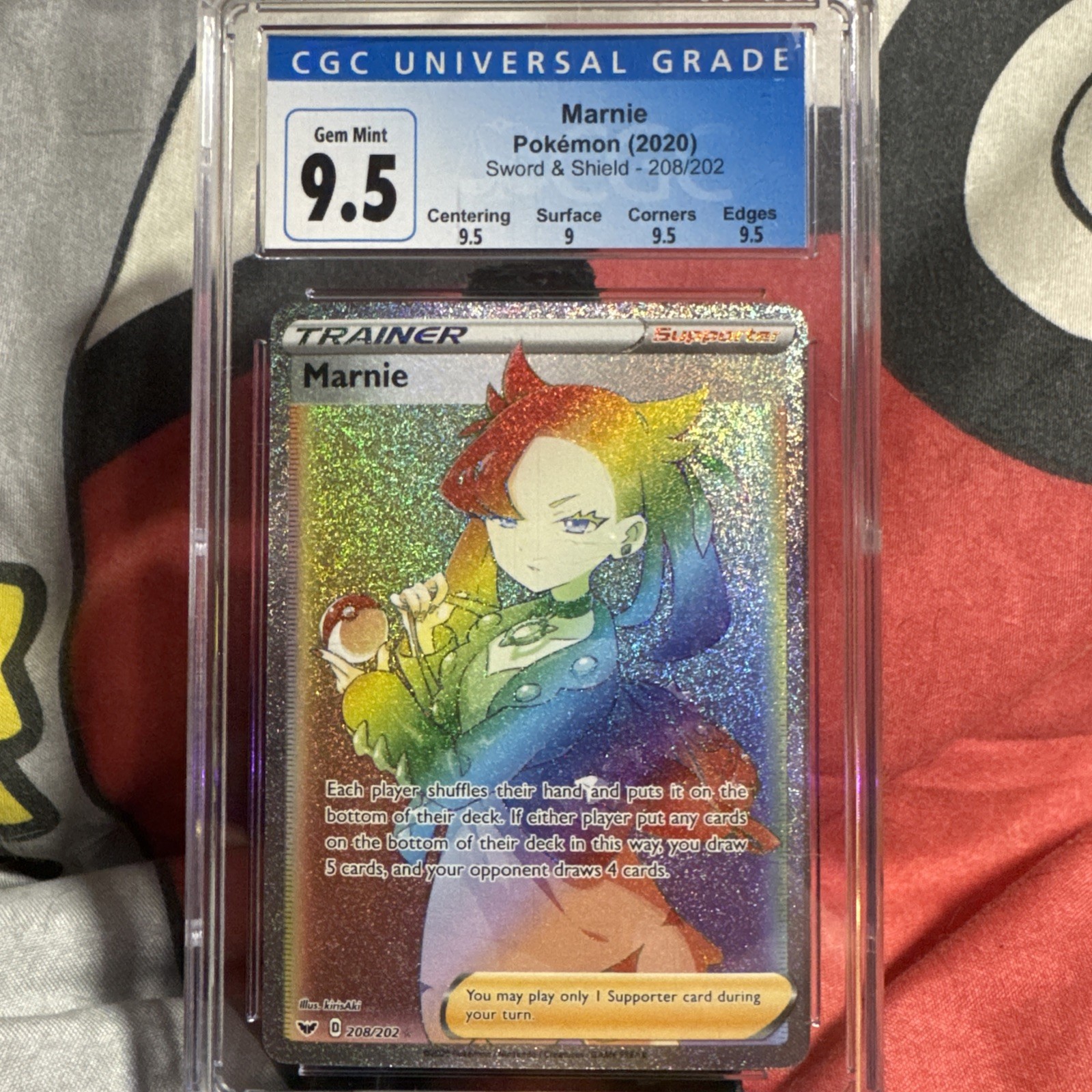 Pokemon Sword and Shield Base Set Marnie Secret Rare 208/202 CGC 9.5 (PSA10?)-GM