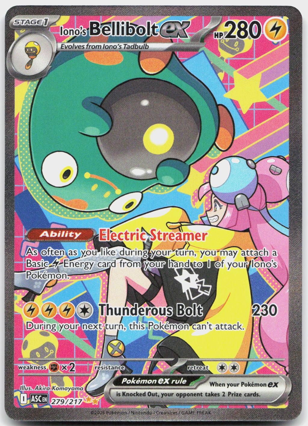 Iono’s Bellibolt ex 279/217 Special Illustration Rare Ascended Heroes Pokemon NM