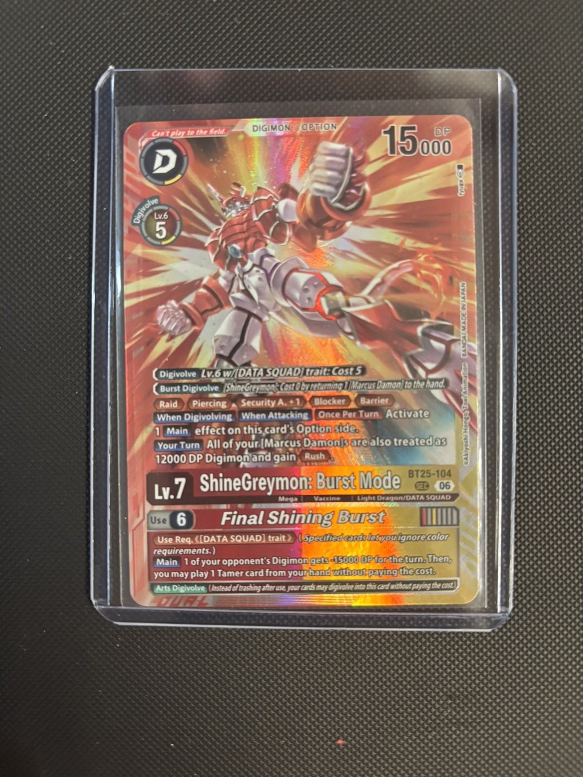 Digimon TCG ShineGreymon: Burst Mode Secret Rare BT25-104 – Dual Revolution