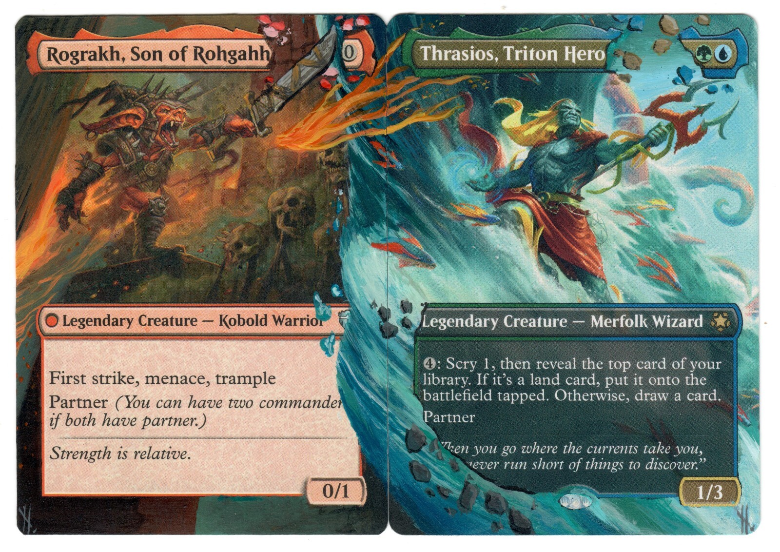 Rograkh & Thrasios Altered Art MTG Matching Hand Painted Borderless CEDH Cards