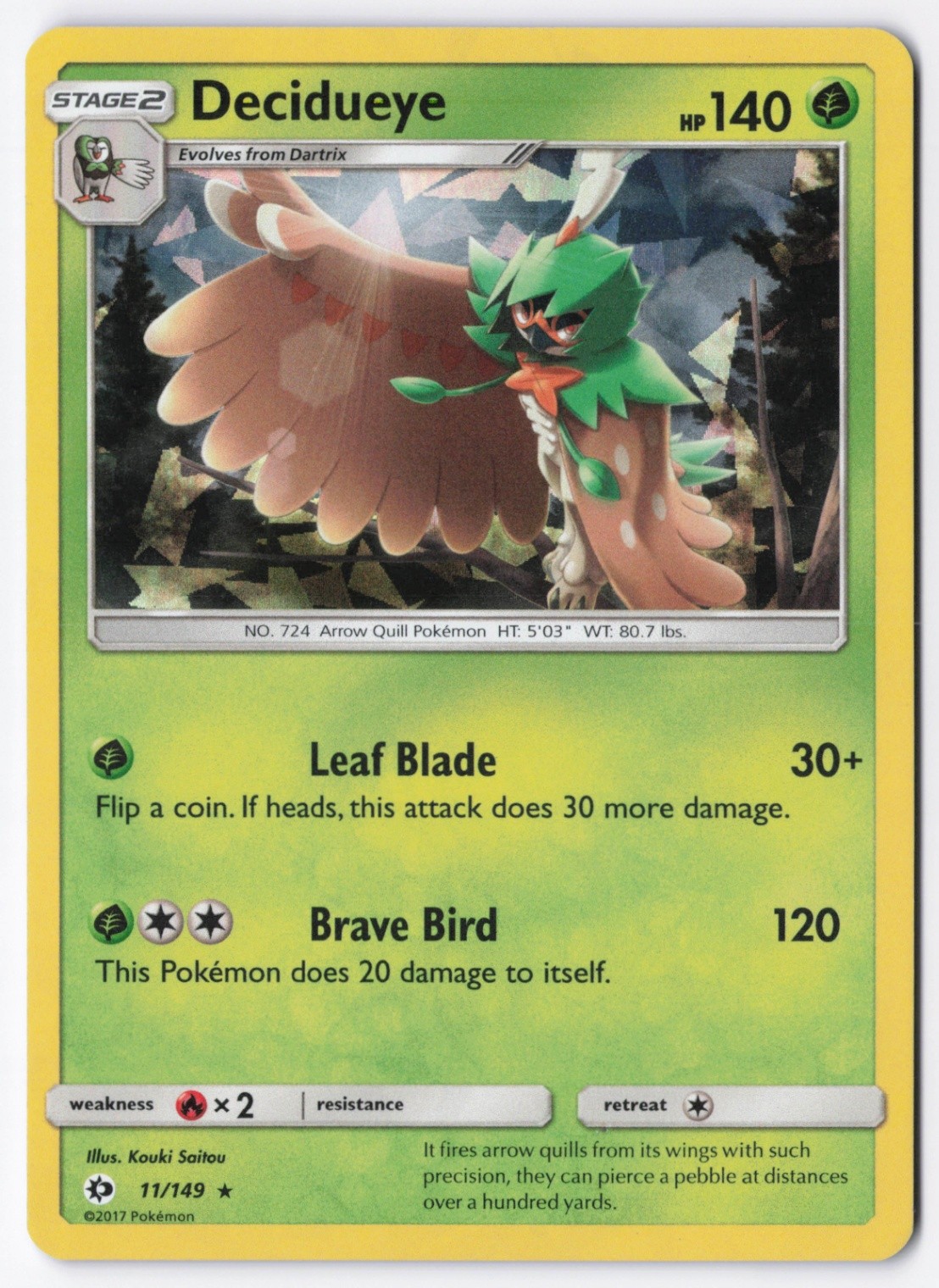 Decidueye – (Cracked Ice Holo) Holo Holo Rare Deck Exclusives 011/149 NM