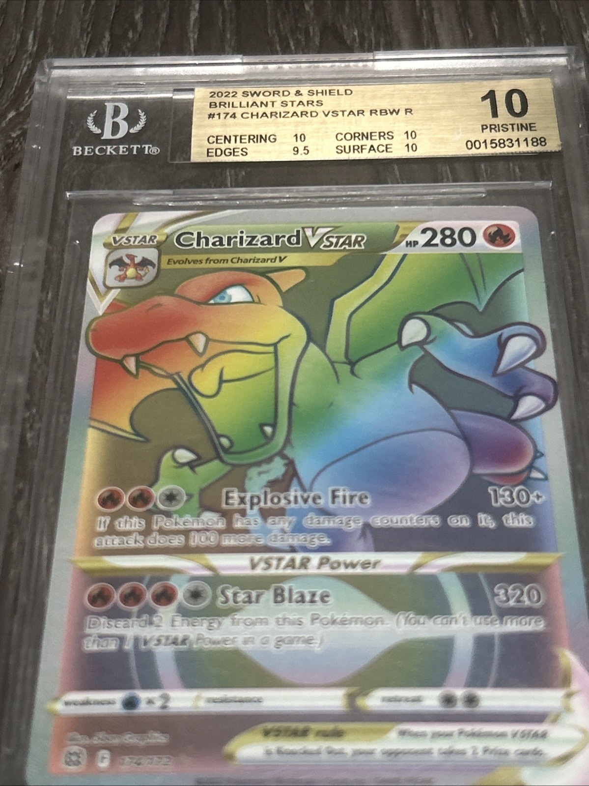 Charizard VSTAR (RAINBOW) 174/172 Swsh09: Brilliant Stars Holo BGS 10