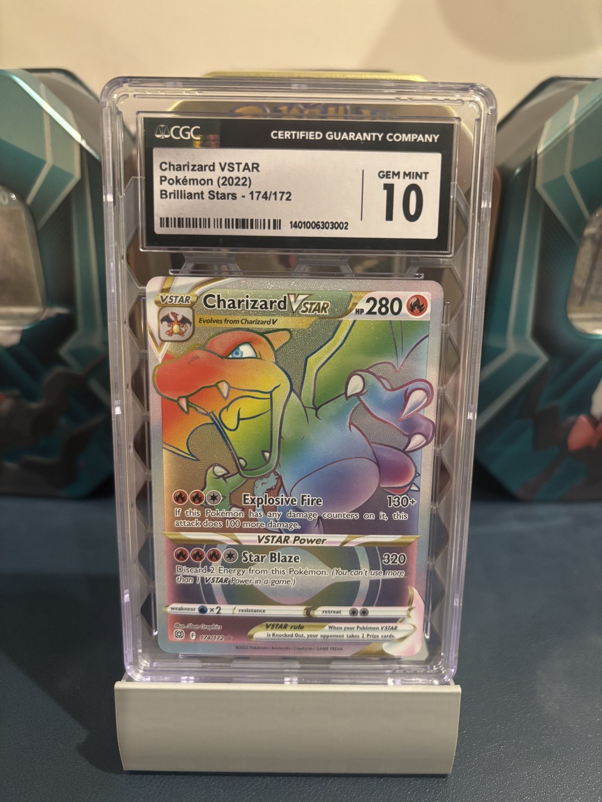 Charizard VSTAR 174/172 Brilliant Stars Rainbow Secret Rare Pokémon 2022 CGC 10