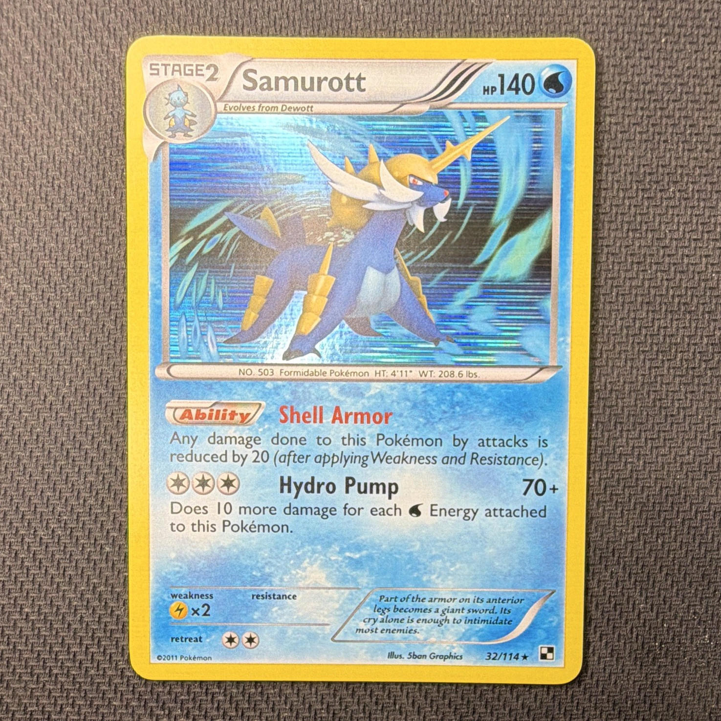 Pokemon TCG Samurott 32/114 Black & White 2011 English Holo Rare Stage 2