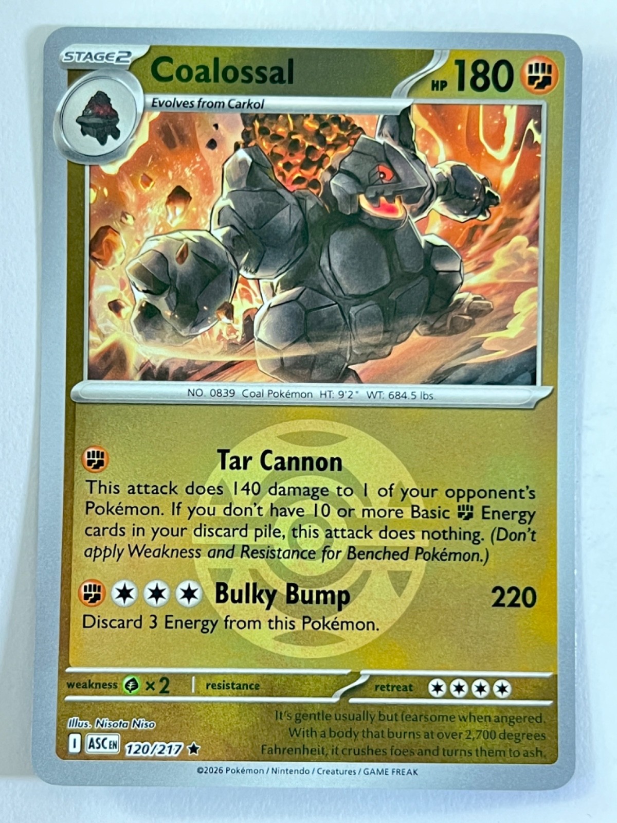 Coalossal 120/217 Reverse Holo Dusk Ball Ascended Heroes Pokemon – Near Mint NM