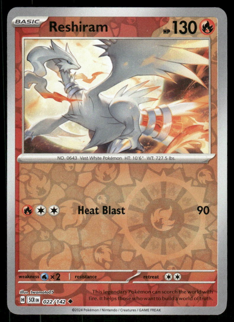 Reshiram 22/142 – Stellar Crown – Reverse Holo Uncommon NM