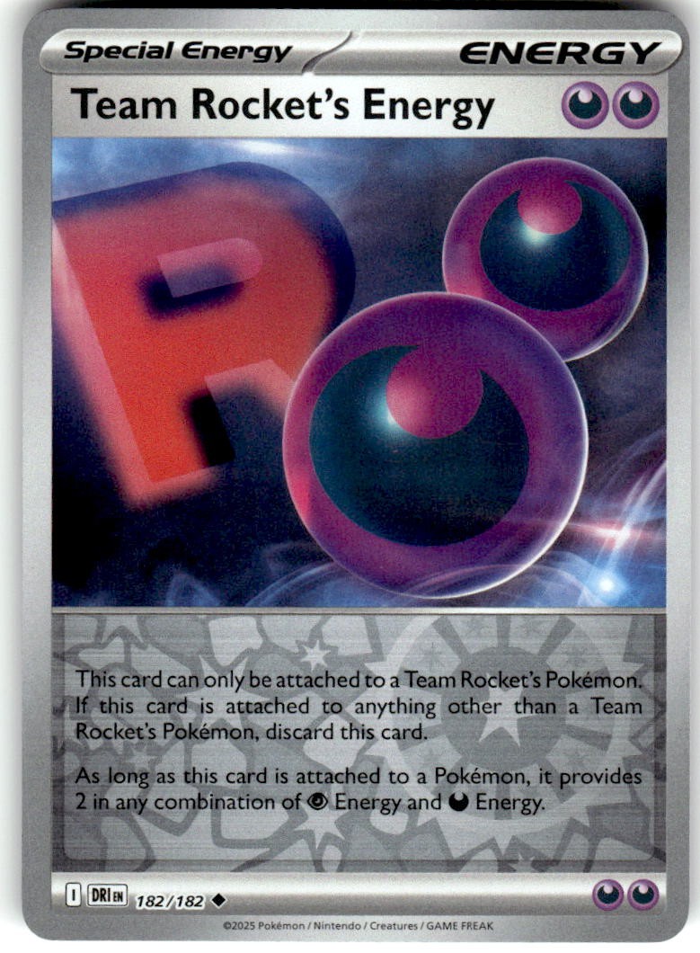 Team Rocket’s Energy 182/182 Uncommon Destined Rivals Pokemon Reverse Holo NM/M