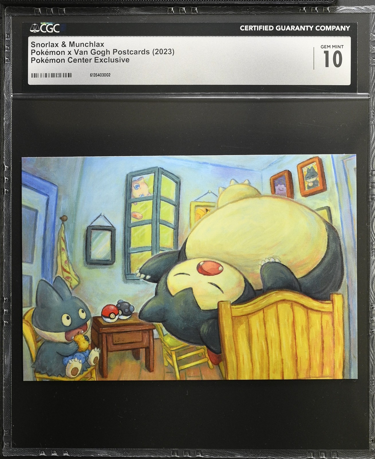 CGC 10 Snorlax & Munchlax VAN GOGH Postcard 2023 Pokemon Center Exclusive