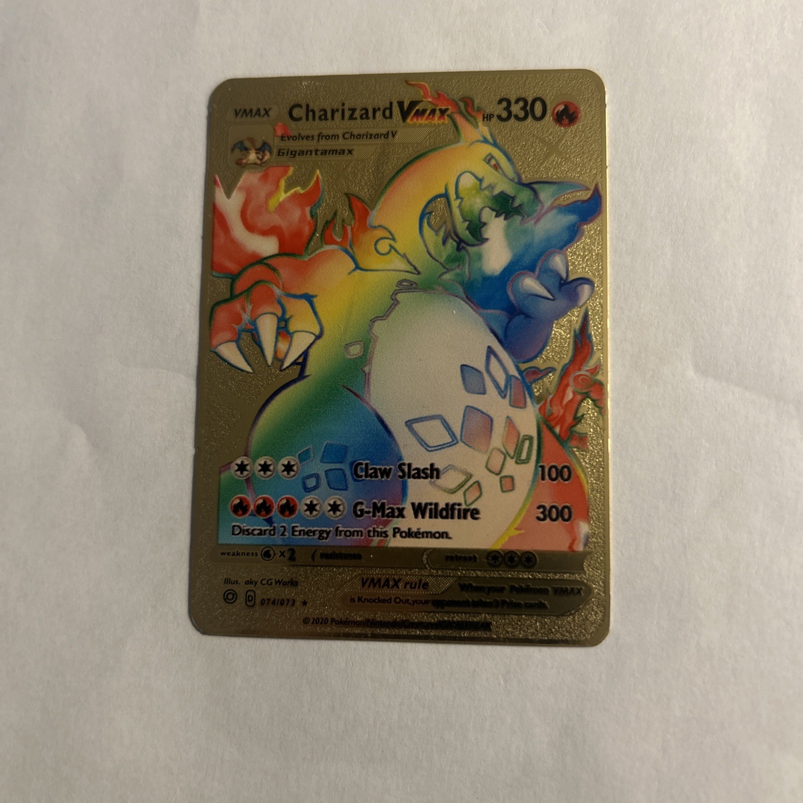 Charizard VMAX Rainbow Gold Metal Card Collectible Gift/Display