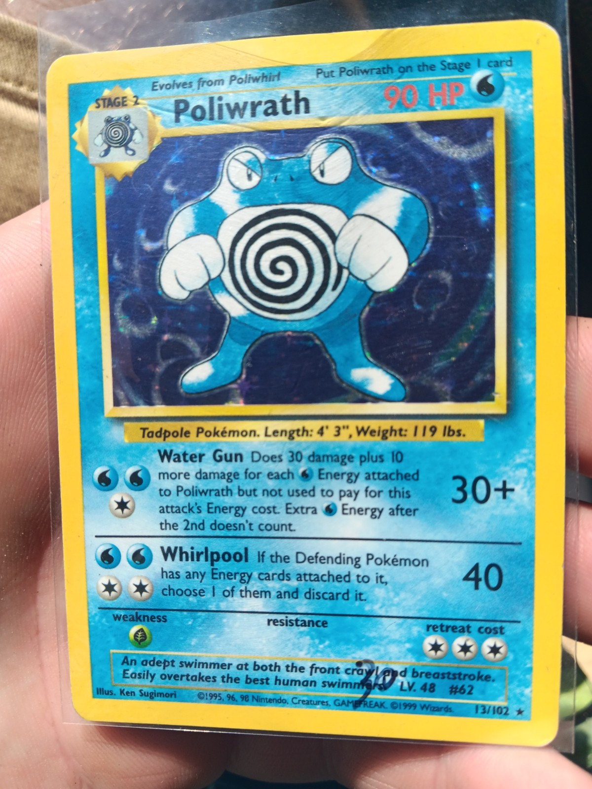 Pokémon TCG Poliwrath Base Set 13/102 Holo 1999-2000 Wizards Base Set Copyright