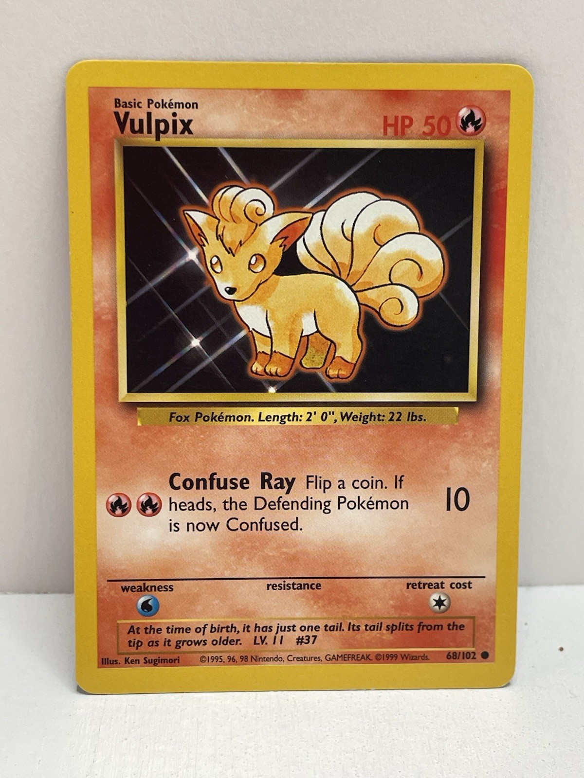 Pokemon TCG WOTC VTG MP Vulpix 068/102 Base Set Regular Hp Error