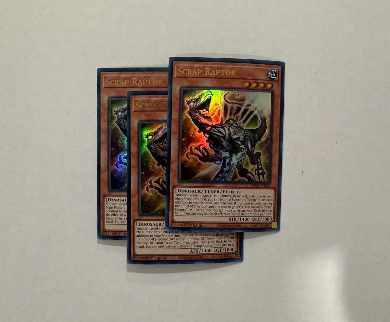 3x YUGIOH Scrap Raptor MP22-EN067 ULTRA RARE 1ST EDITION PLAYSET NM