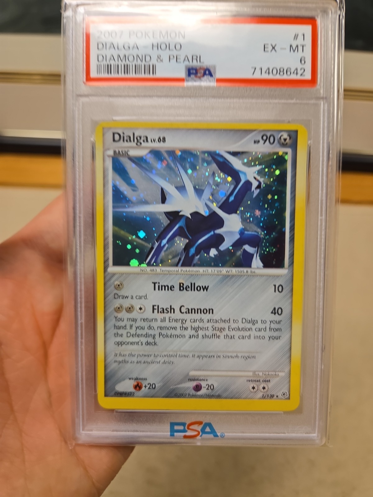 PSA 6 DIALGA #1 Partial SWIRL HOLO 2007 POKEMON DIAMOND & PEARL 1/130 Low Pop
