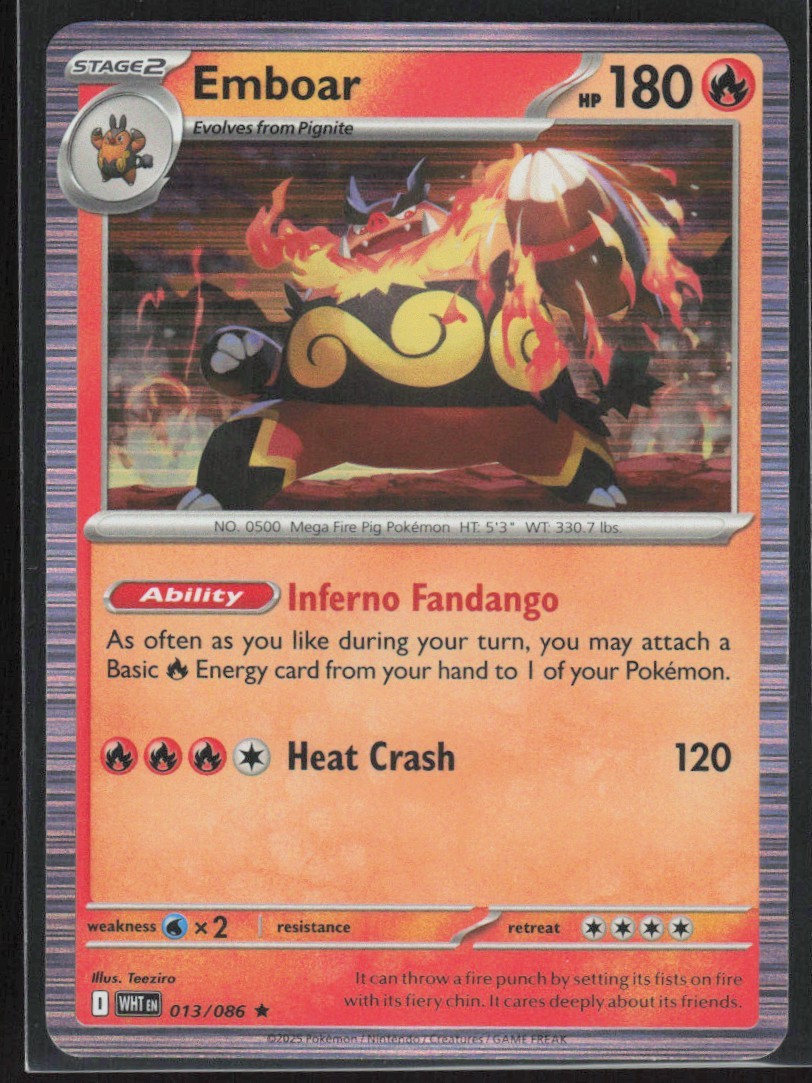 2025 Scarlet & Violet Series – White Flare Emboar Rare Holo #13