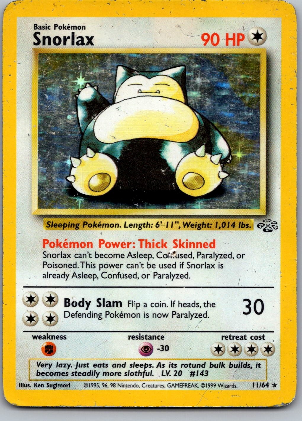 Snorlax (11) Unlimited Holo Holo Rare Jungle 11/64 HP