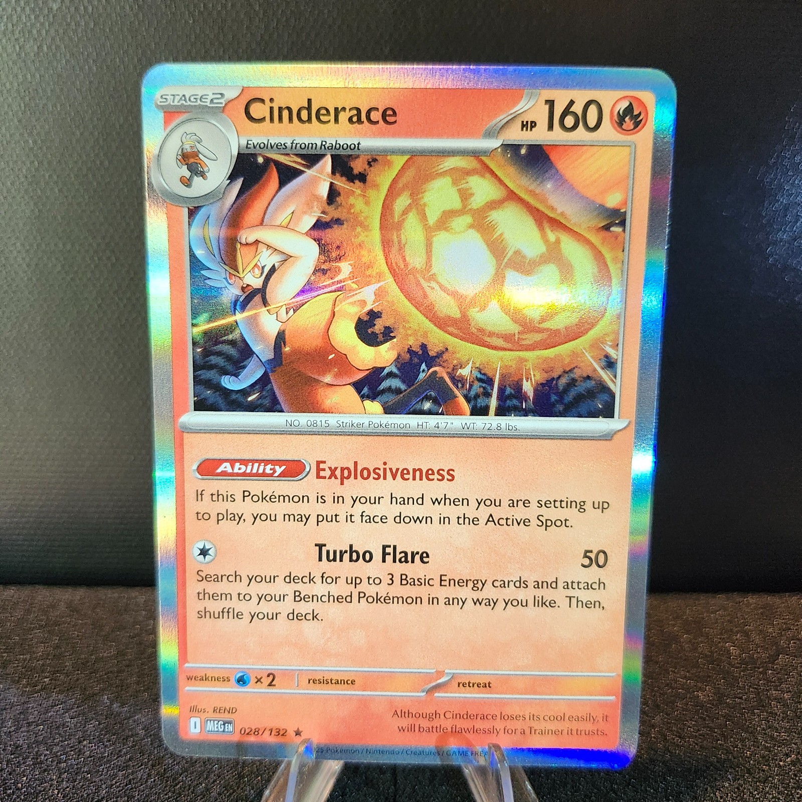 Cinderace 028/132 Rare Holo Mega Evolution Pokemon NM