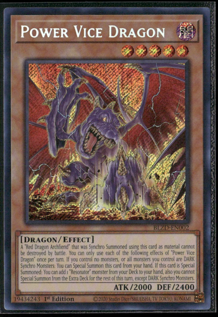 Power Vice Dragon 1st Edition Secret Rare Blazing Dominion BLZD-EN002 NM