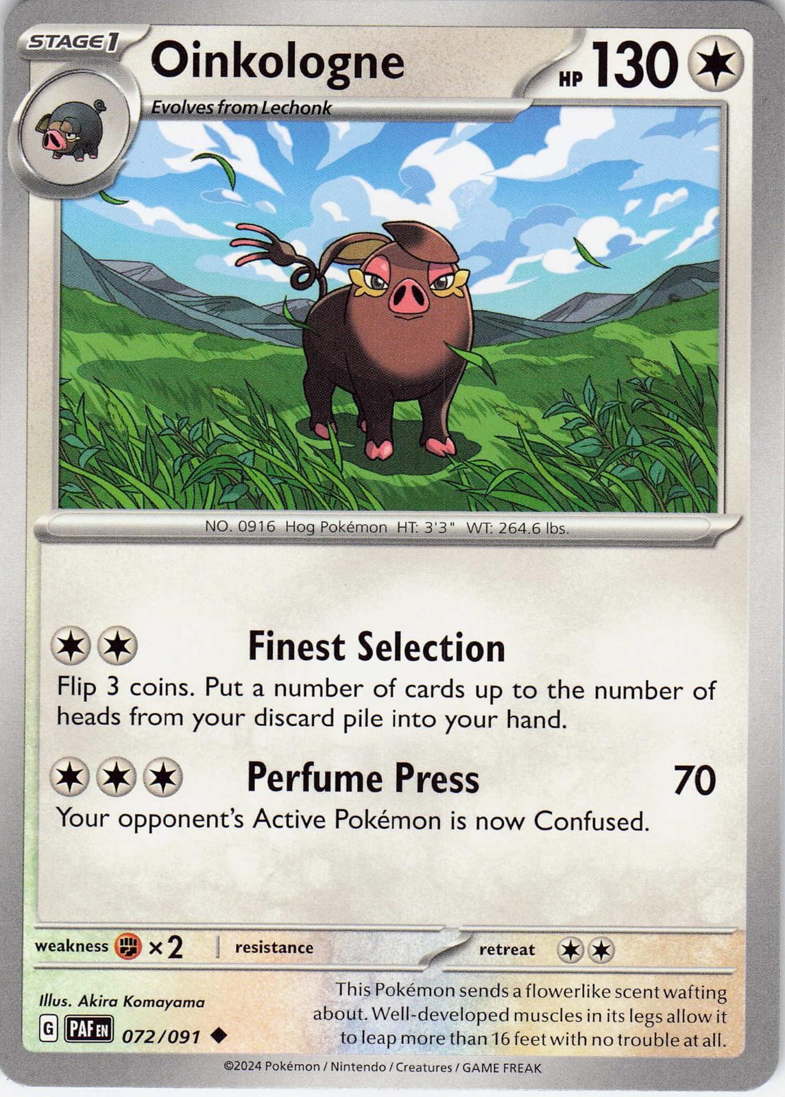 Oinkologne 072/091 Uncommon Paldean Fates Pokemon NM Akira Komayama 2024