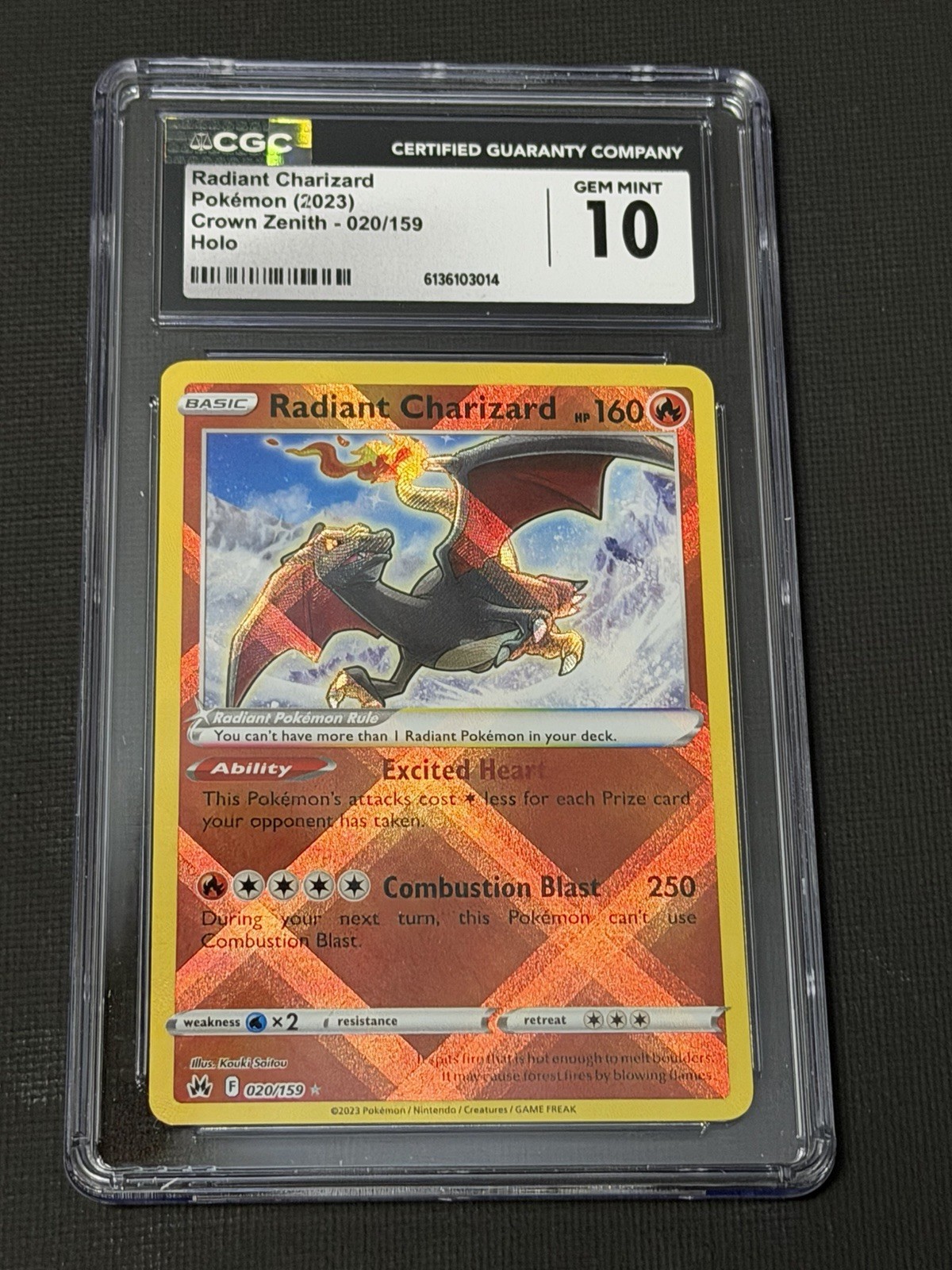 Pokemon TCG Radiant Charizard 020/159 Crown Zenith Holo Radiant Rare CGC 10