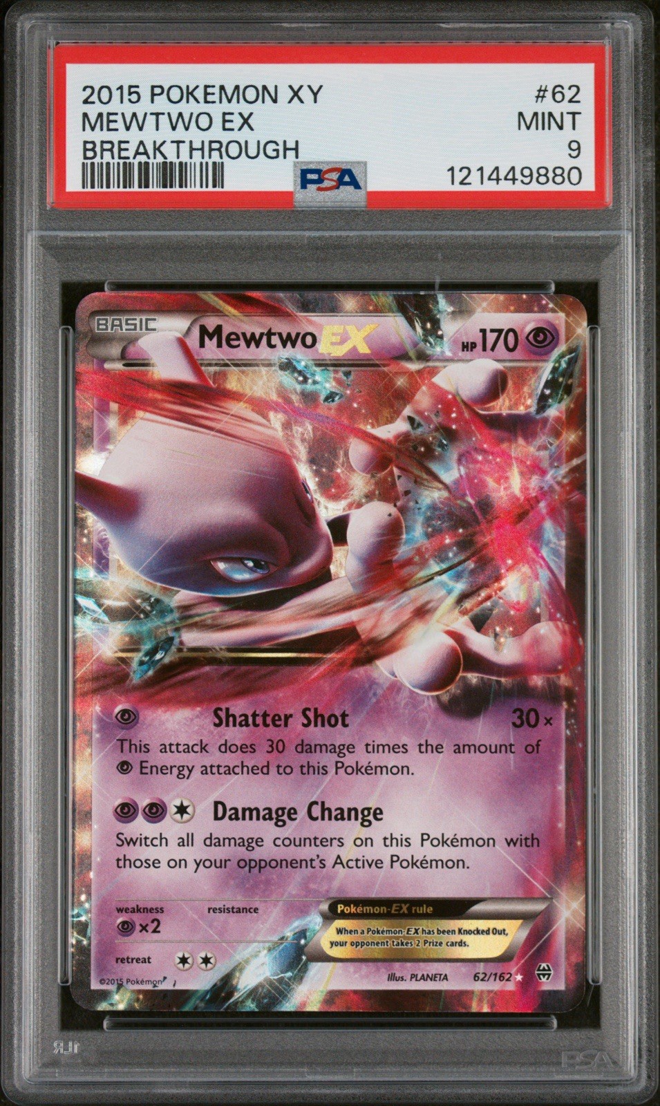 2015 POKEMON XY BREAKTHROUGH #62 MEWTWO EX BREAKTHROUGH