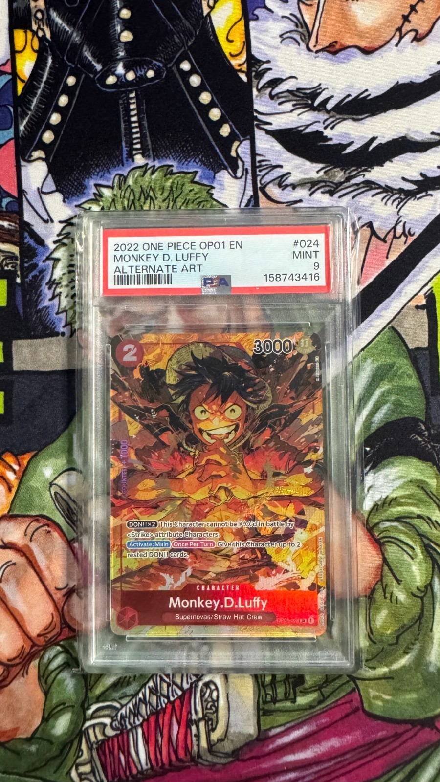 2022 One Piece OP01 EN Alternate Art Monkey D Luffy #024 PSA 9 MINT