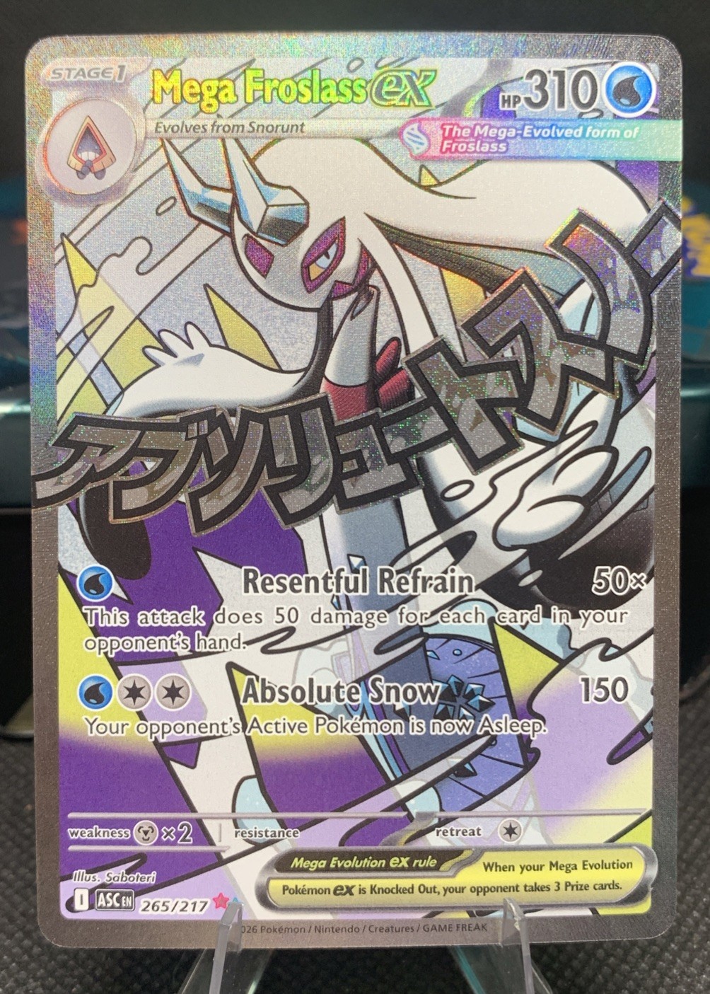 Mega Froslass Ex Mega Attack Rare 265/217 Ascended Heros Pokemon TCG