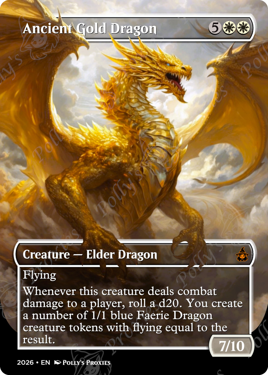 Ancient Gold Dragon FOIL Proxy Card with Custom Fantasy Art Design