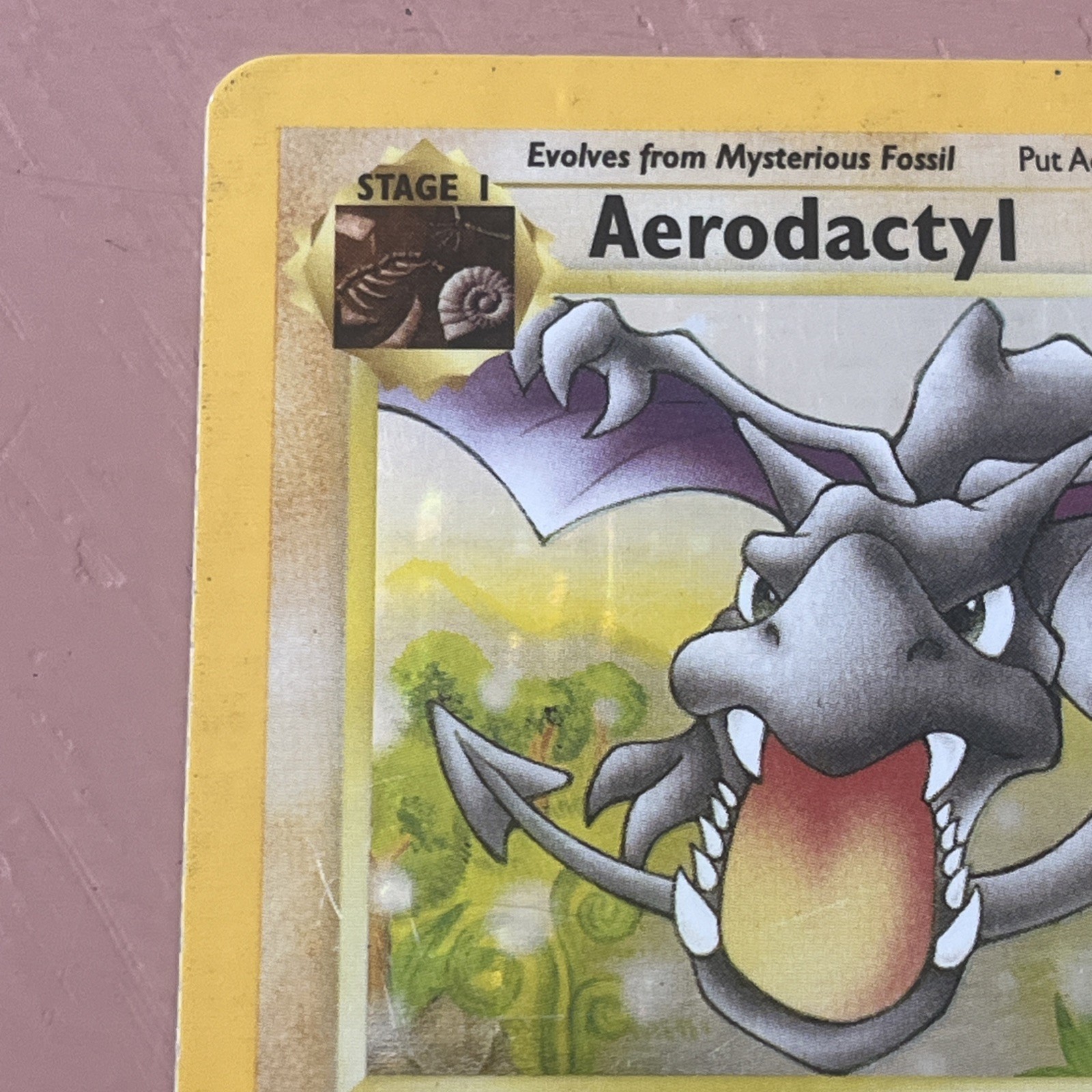 Pokémon Prerelease Aerodactyl #1/62 Holo Rare – 1st Edition Fossil – MP