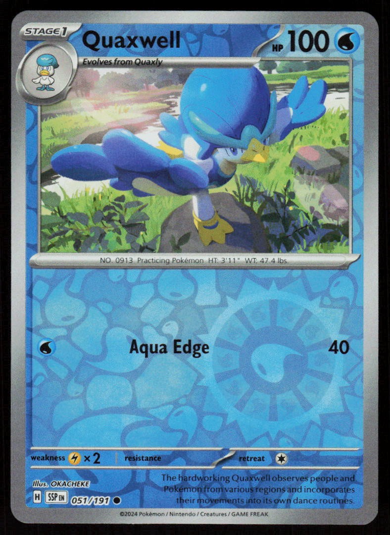Quaxwell 051/191 Common Surging Sparks Pokemon Reverse Holo Near Mint