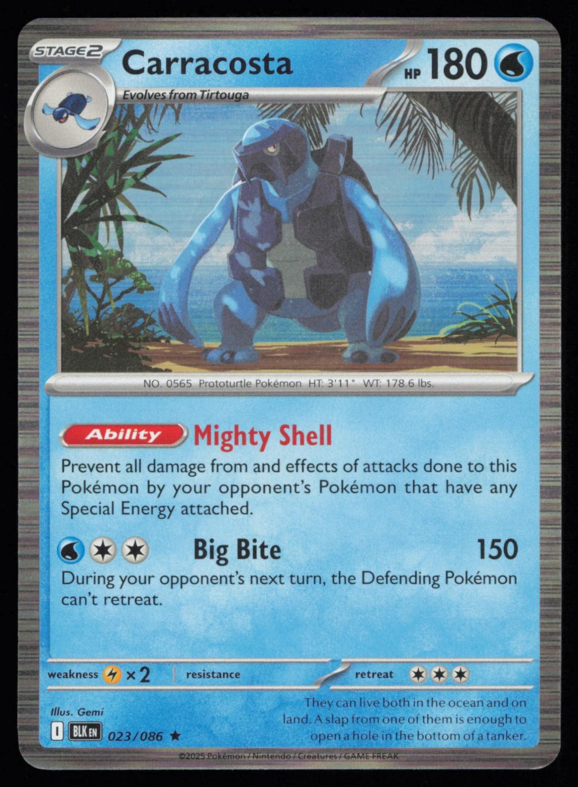 Carracosta 023/086 Holo Rare Pokemon Black Bolt BLK NM