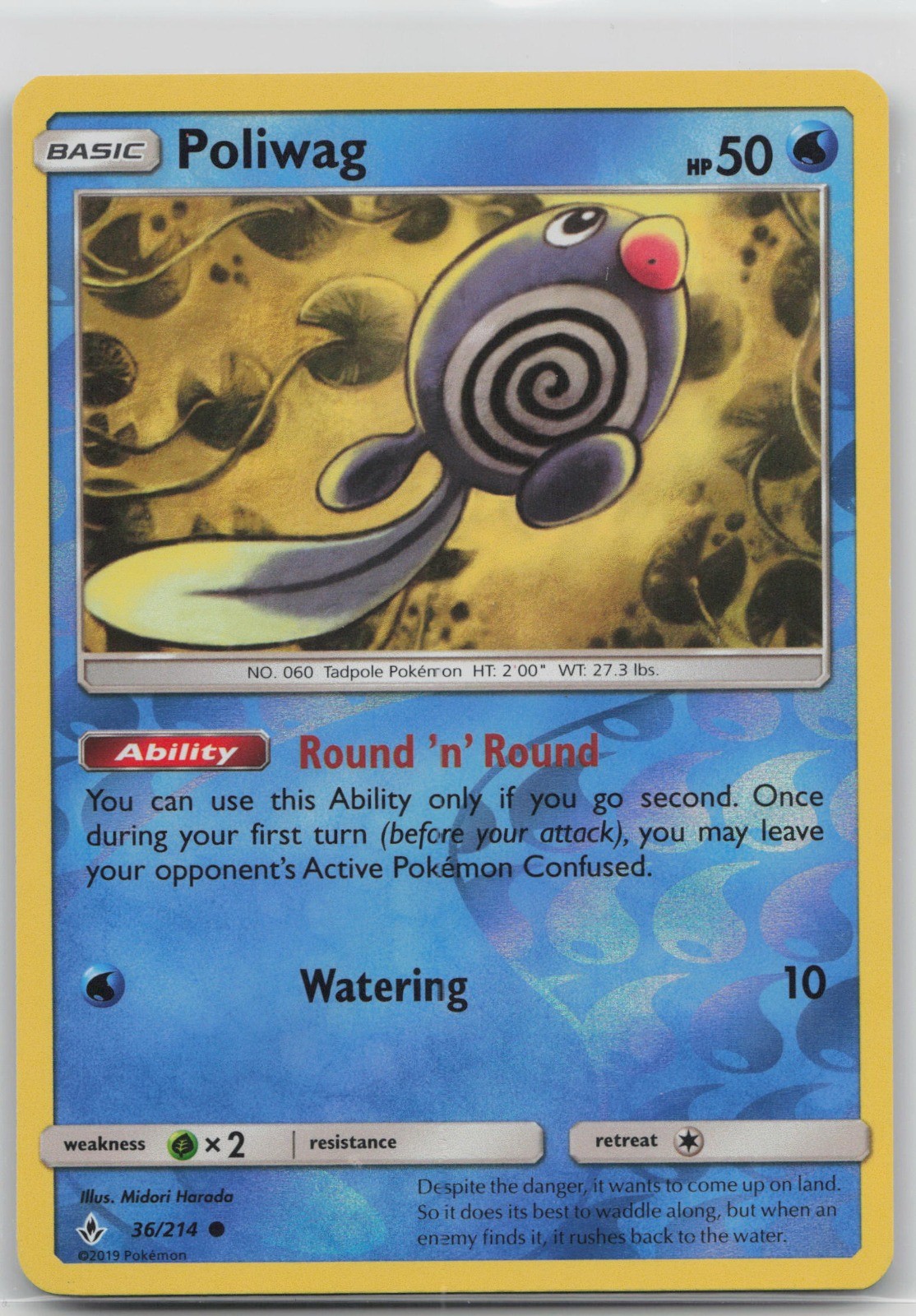 Poliwag (36) Common Water SM – Unbroken Bonds 36/214 LP 2019 Midori Harada Rever