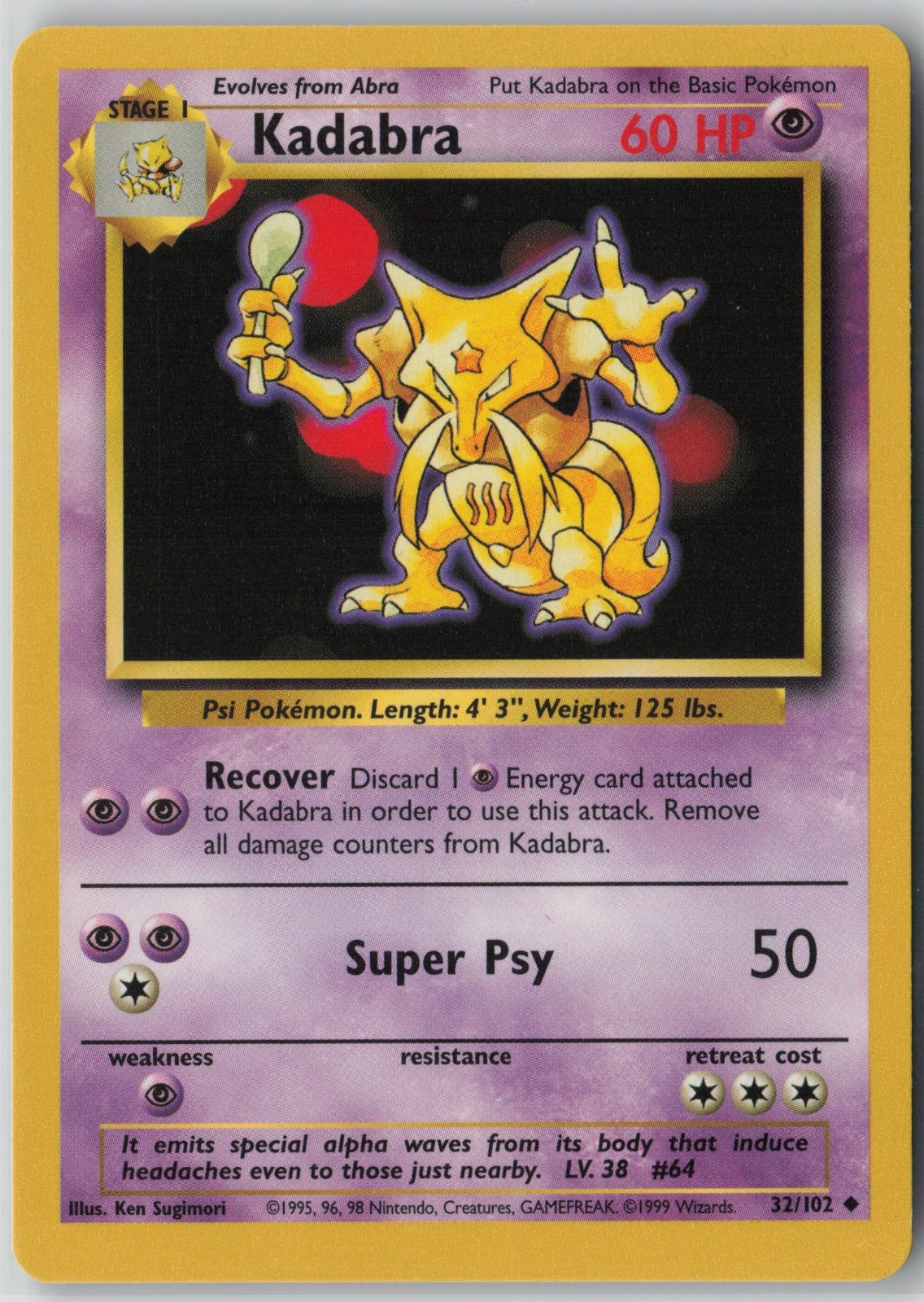 Kadabra Uncommon Base Set 032/102 LP