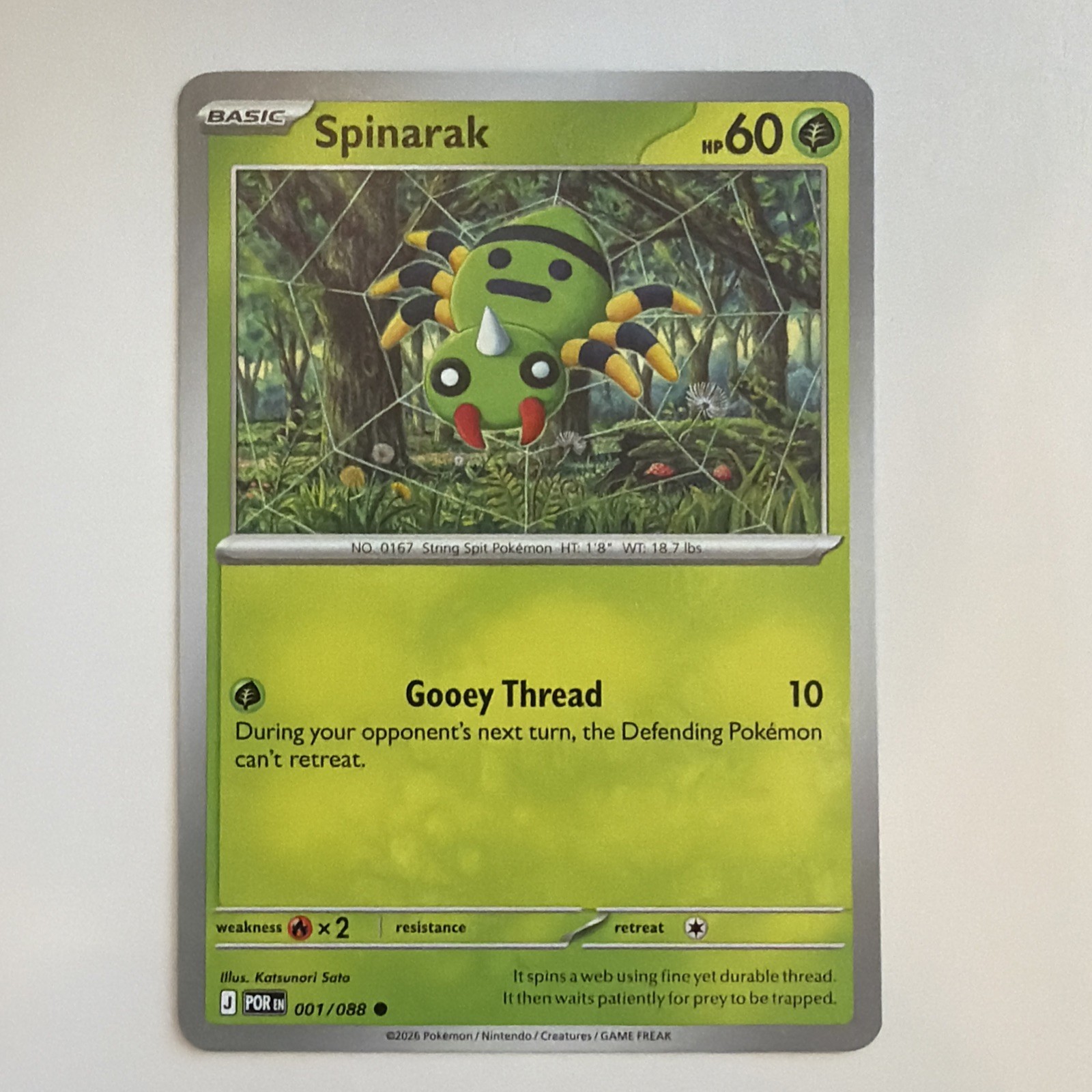 Pokemon Perfect Order – Spinarak Regular – 001/088 – Unplayed New NM!!