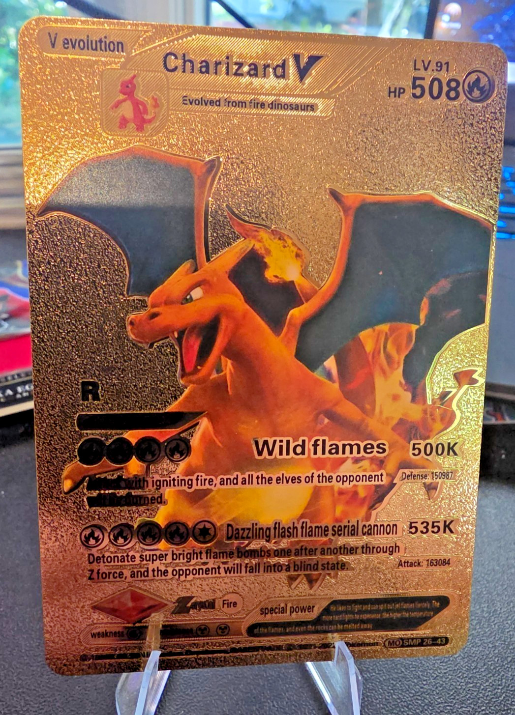 Pokemon Charizard V Evolution 508HP Gold Foil Fan Art Card SMP 26-43 V2