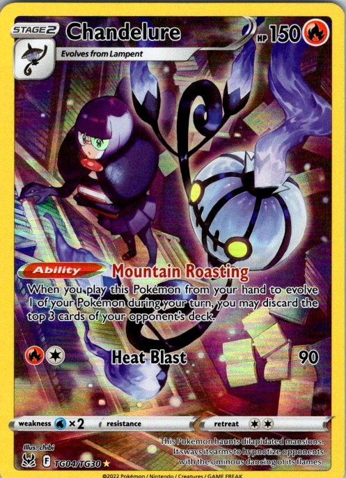 Chandelure Holo Rare SWSH11: Lost Origin Trainer Gallery TG04/TG30 NM chibi